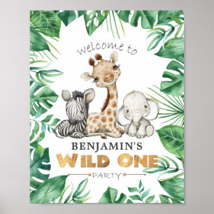Oerwoud Safari 1st Birthday Party Welcome Poster
