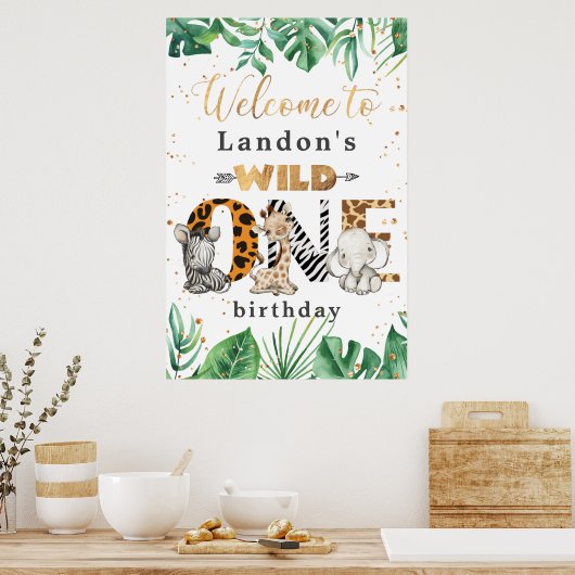 Oerwoud Safari 1st Birthday Party Welcome Poster (Keuken)