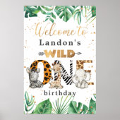 Oerwoud Safari 1st Birthday Party Welcome Poster (Voorkant)