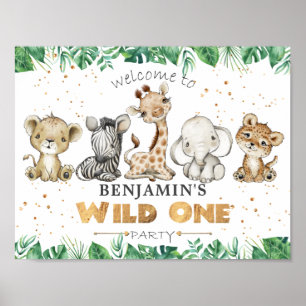 Oerwoud Safari 1st Birthday Party Welcome Poster