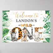 Oerwoud Safari 1st Birthday Party Welcome Poster (Voorkant)