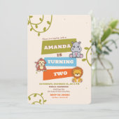 Oerwoud Safari 2e verjaardag Uitnodiging (Staand voorkant)