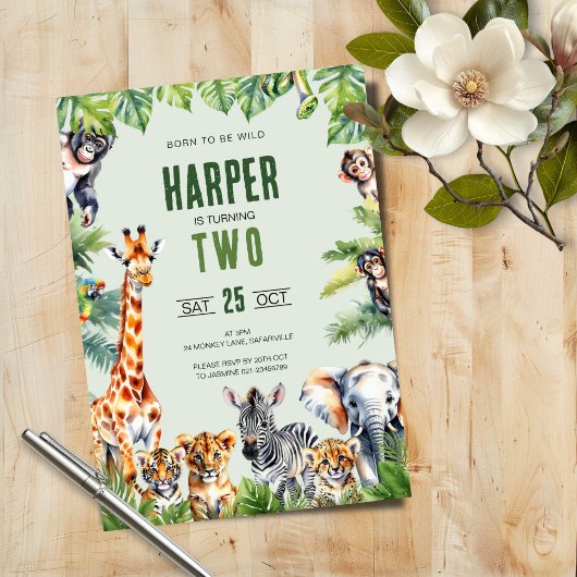 Oerwoud Safari 2e verjaardag Uitnodiging