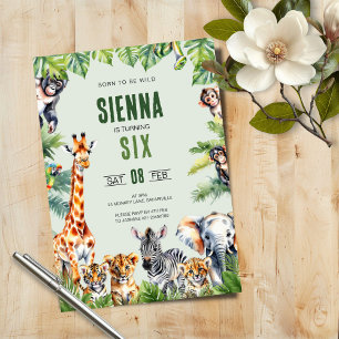 Oerwoud Safari 6e verjaardag Uitnodiging