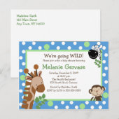 OERWOUD SAFARI ADVENTURE BLUE Baby shower Uitnodig Uitnodiging Briefkaart (Voorkant / Achterkant)
