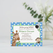 OERWOUD SAFARI ADVENTURE BLUE Baby shower Uitnodig Uitnodiging Briefkaart (Staand voorkant)