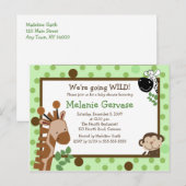 OERWOUD SAFARI ADVENTURE Green Baby shower Invite Uitnodiging Briefkaart (Voorkant / Achterkant)