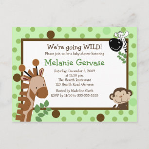 OERWOUD SAFARI ADVENTURE Green Baby shower Invite Uitnodiging Briefkaart