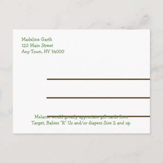 OERWOUD SAFARI ADVENTURE Green Baby shower Invite Uitnodiging Briefkaart (Achterkant)