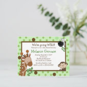 OERWOUD SAFARI ADVENTURE Green Baby shower Invite Uitnodiging Briefkaart (Staand voorkant)