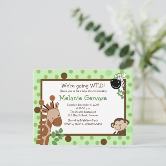 OERWOUD SAFARI ADVENTURE Green Baby shower Invite Uitnodiging Briefkaart (Staand voorkant)
