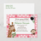 OERWOUD SAFARI ADVENTURE PINK Baby shower Uitnodig Uitnodiging Briefkaart (Voorkant / Achterkant)