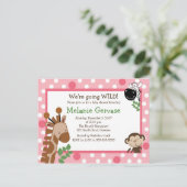 OERWOUD SAFARI ADVENTURE PINK Baby shower Uitnodig Uitnodiging Briefkaart (Staand voorkant)