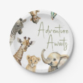 Oerwoud Safari Adventure wacht op Baby shower Papieren Bordje (Voorkant)