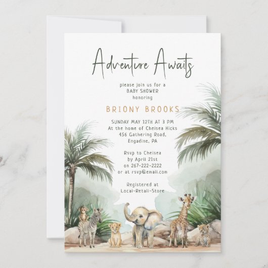 Oerwoud Safari Adventure wacht op foto Baby shower Kaart (Voorkant)