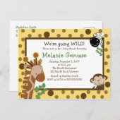 OERWOUD SAFARI ADVENTURE YELLOW Baby shower Uitnod Uitnodiging Briefkaart (Voorkant / Achterkant)