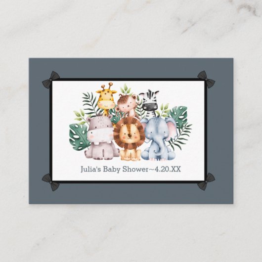 Oerwoud Safari Advies over Wilde Baby shower Informatiekaartje (Voorkant)