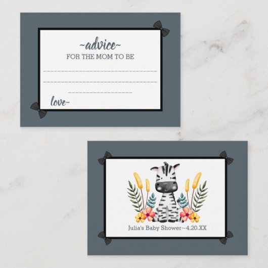 Oerwoud Safari Advies over Wilde Baby shower Informatiekaartje (Voorkant / Achterkant)