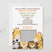 Oerwoud Safari African Animal Birthday Photo Invit Kaart (Voorkant)