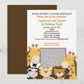 Oerwoud Safari African Animal Birthday Photo Invit Kaart (Voorkant / Achterkant)