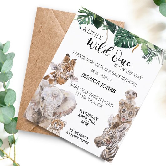 Oerwoud Safari African baby Animals Wild One Invit