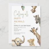 Oerwoud Safari "Alle feestdieren bellen" Verjaarda Kaart (Voorkant)