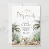 Oerwoud Safari "Alle feestdieren bellen" Verjaarda Kaart (Voorkant)