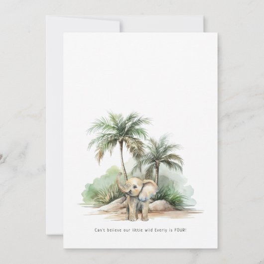 Oerwoud Safari "Alle feestdieren bellen" Verjaarda Kaart (Achterkant)