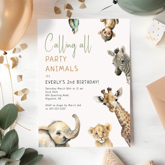 Oerwoud Safari "Alle feestdieren bellen" Verjaarda Kaart