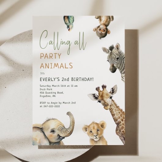 Oerwoud Safari "Alle feestdieren bellen" Verjaarda Kaart