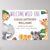 Oerwoud Safari Animal Baby Birth kondiging Poster (Voorkant)