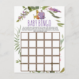 Oerwoud Safari Animal Baby shower Bingo Kaart