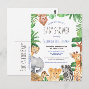 Oerwoud Safari Animal Baby shower Books for Baby Briefkaart
