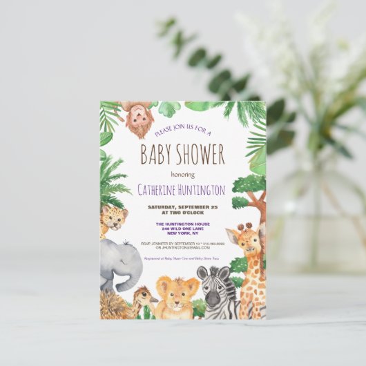 Oerwoud Safari Animal Baby shower Books for Baby Briefkaart (Staand voorkant)