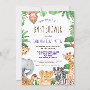 Oerwoud Safari Animal Baby shower Books for Baby Kaart