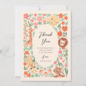 Oerwoud Safari Animal Baby shower Dank u kaart (Voorkant)