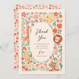 Oerwoud Safari Animal Baby shower Dank u kaart