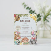 Oerwoud Safari Animal Baby shower Invitation Briefkaart (Staand voorkant)