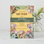 Oerwoud Safari Animal Baby shower Invitation Postc Kaart (Staand voorkant)