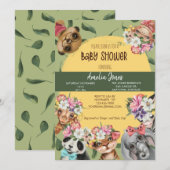 Oerwoud Safari Animal Baby shower Invitation Postc Kaart (Voorkant / Achterkant)