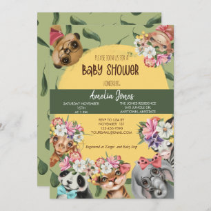 Oerwoud Safari Animal Baby shower Invitation Postc Kaart