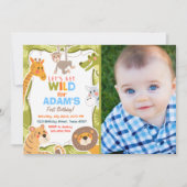 Oerwoud Safari Animal Birthday Party Invitation Kaart (Voorkant)