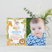 Oerwoud Safari Animal Birthday Party Invitation Kaart (Staand voorkant)