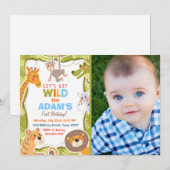 Oerwoud Safari Animal Birthday Party Invitation Kaart (Voorkant / Achterkant)