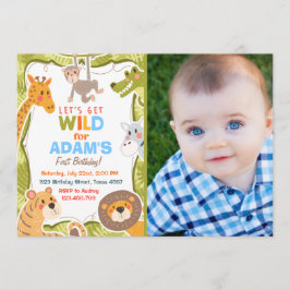 Oerwoud Safari Animal Birthday Party Invitation Kaart
