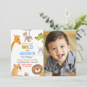 Oerwoud Safari Animal Birthday Party Invitation Kaart (Staand voorkant)