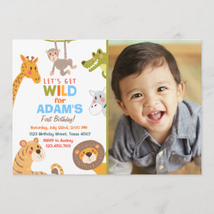 Oerwoud Safari Animal Birthday Party Invitation Kaart