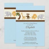 Oerwoud Safari Animal Boy Baby shower Kaart (Voorkant / Achterkant)