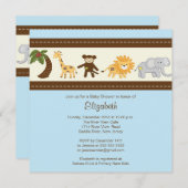 Oerwoud Safari Animal Boy Baby shower Kaart (Voorkant / Achterkant)