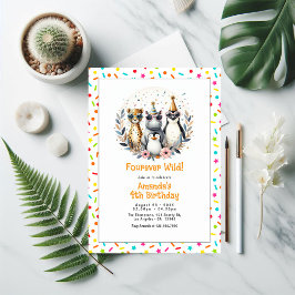 Oerwoud Safari Animal "Fourever Wild" 4e verjaarda Kaart